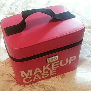 Pink Black White Letter Makeup London NY Carrier Case Eyes Lips Face Brows Etc